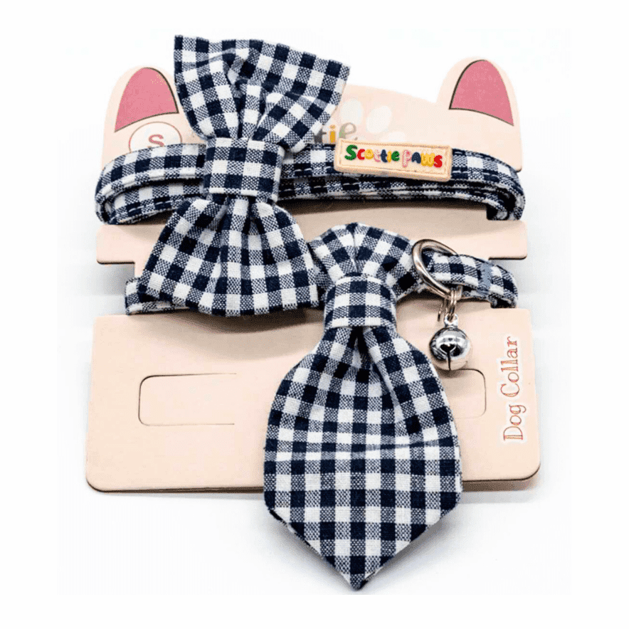 Checked Out Collar, Lead and Bow Tie Set